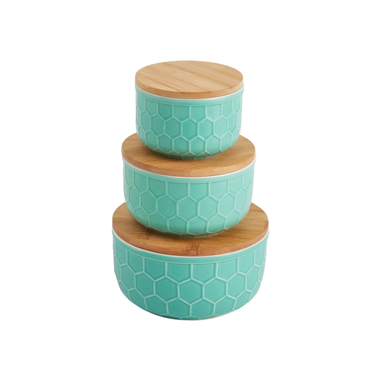 Hello Honey® Mint Green Ceramic Bowls with Bamboo Lids Set